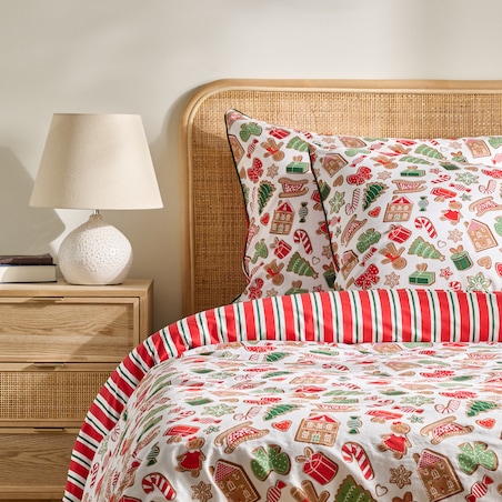 Pościel bawełniana z lamówką Ginno 160x200 cm z motywem piernika