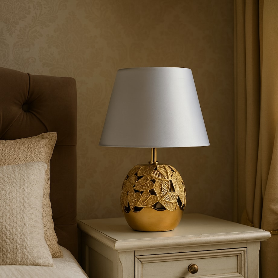 Lampa Stołowa Lefsi z motywem liściastym