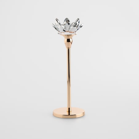 Świecznik Cristal shine long z motywem kwiatowym