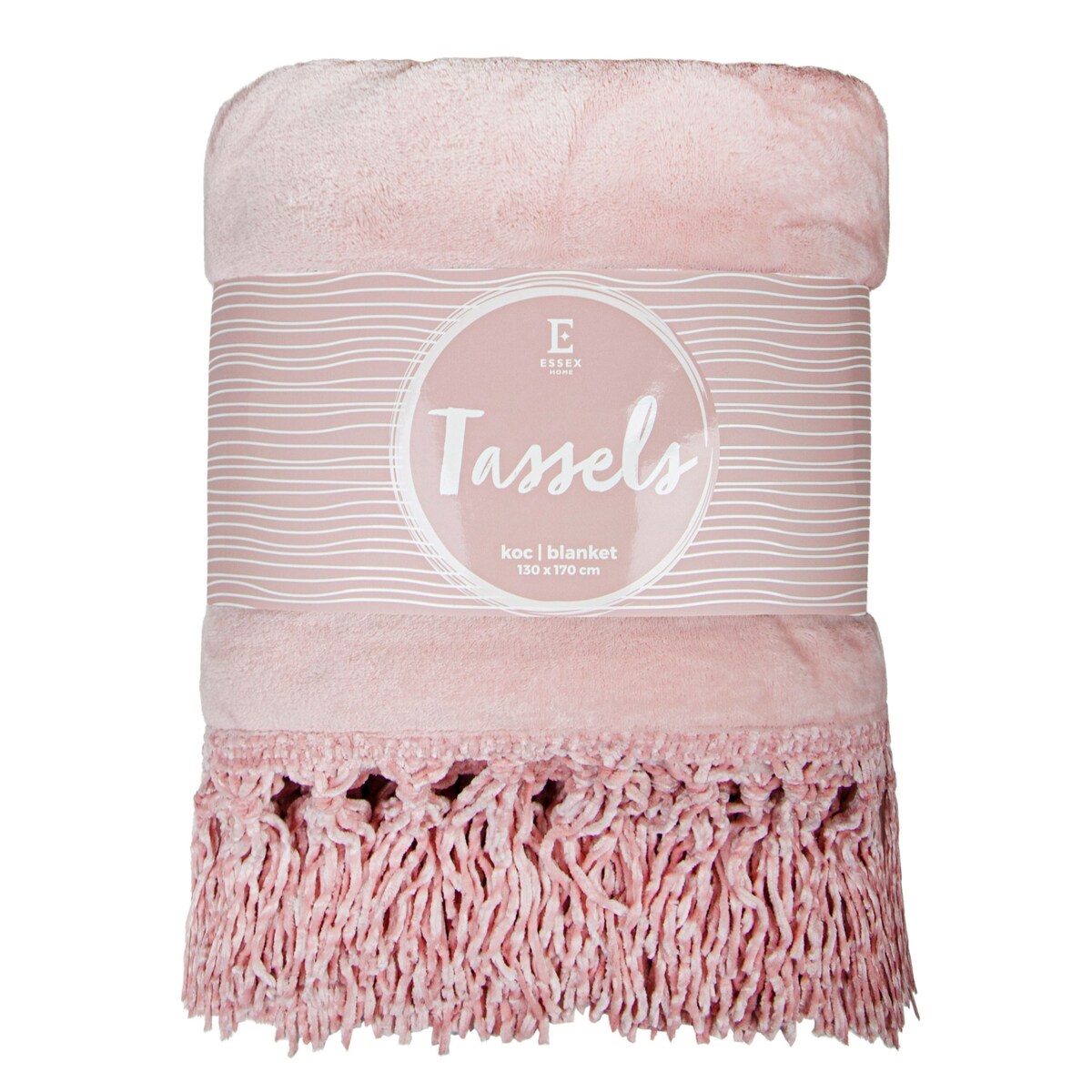 Jednokolorowy koc Tassels 130x170 cm