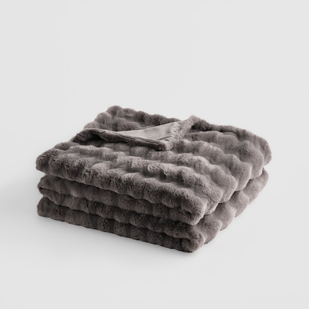 Jednokolorowa futrzana narzuta na łóżko Pilora 180x200 cm