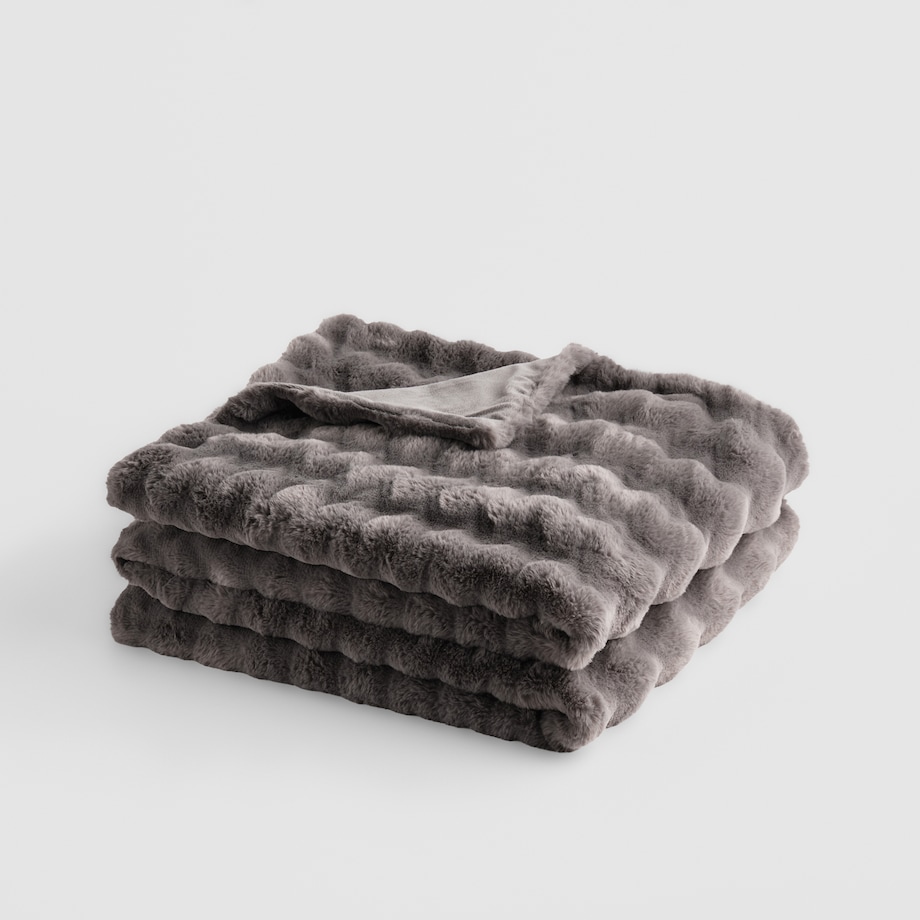 Jednokolorowa futrzana narzuta na łóżko Pilora 180x200 cm
