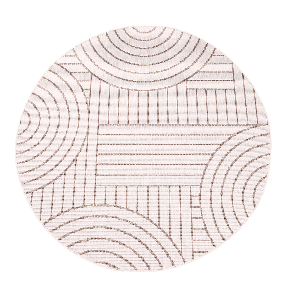 Funkcjonalny dywan okrągły na zewnątrz i do wnętrz, dwustronny DUO 58420 Krem 160x160