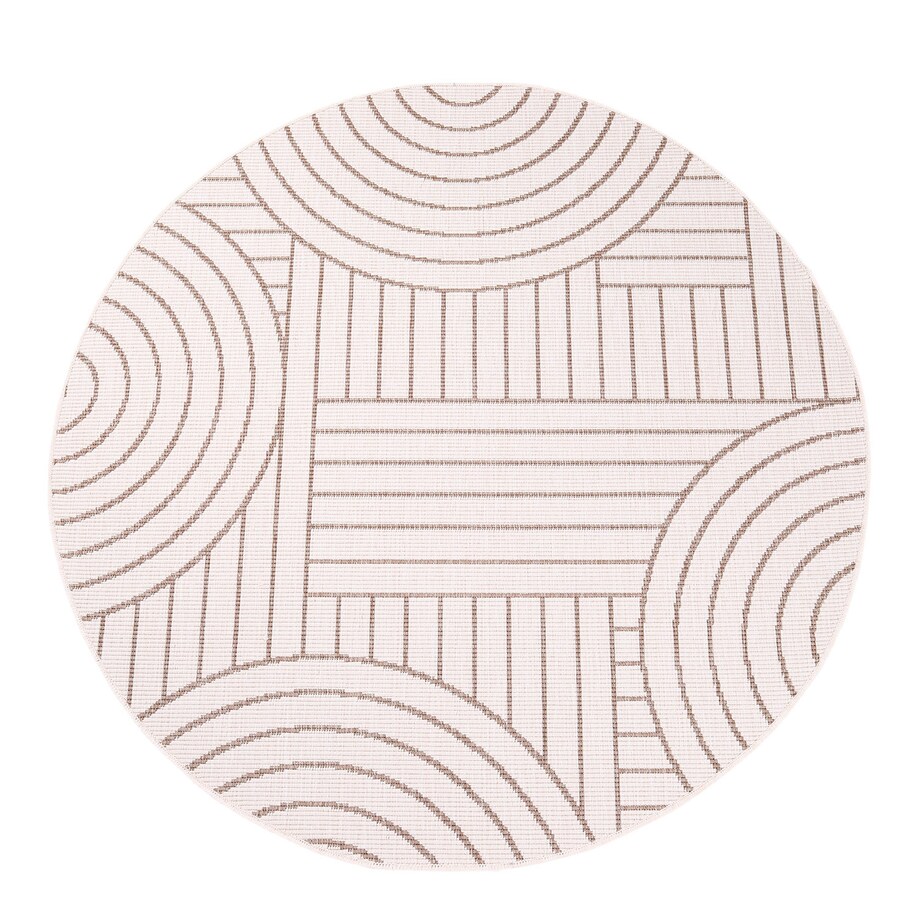 Funkcjonalny dywan okrągły na zewnątrz i do wnętrz, dwustronny DUO 58420 Krem 160x160