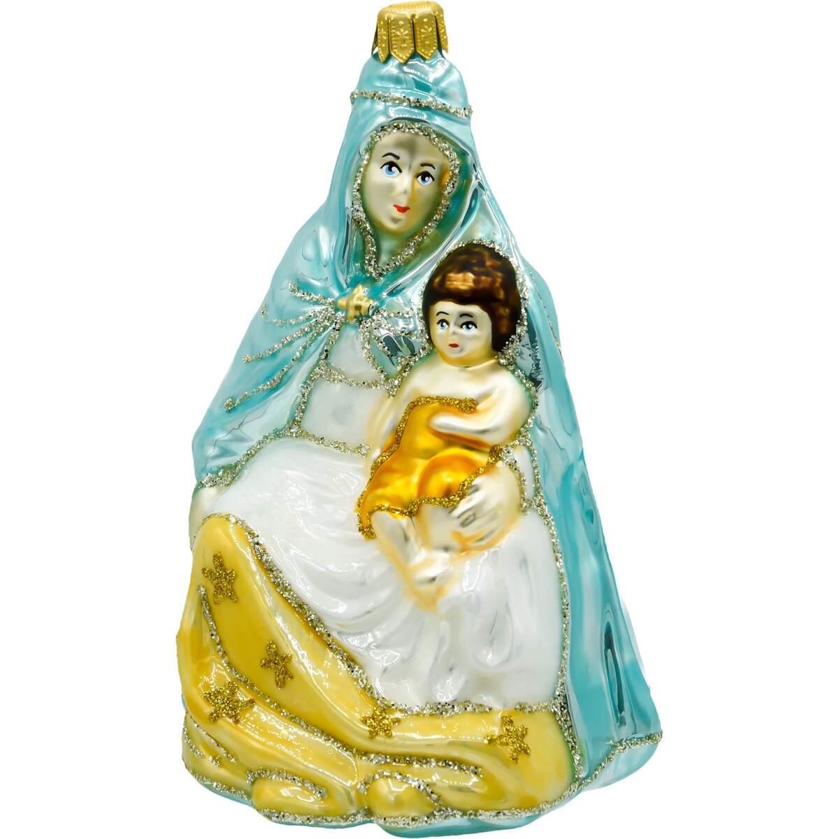 Bombka choinkowa: Matka Boska z Dzieciątkiem: niebieska