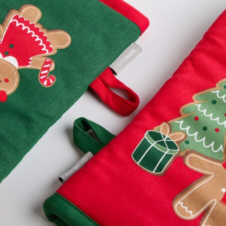 Komplet Rękawic Kuchennych Ginno 14x30 cm z motywem piernika