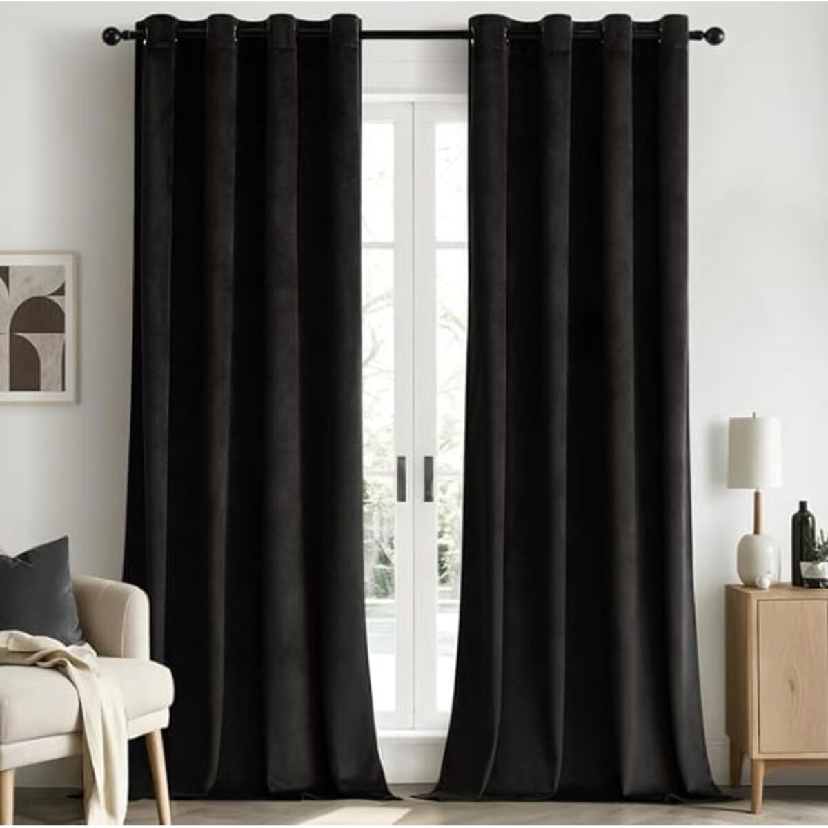 Zasłony welurowe 140x250 czarne przelotka