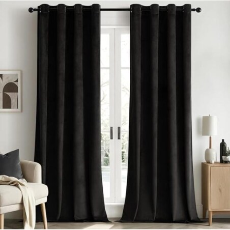 Zasłony welurowe 140x250 czarne przelotka