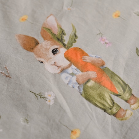 Pościel bawełniana z lamówką Emi 140x200 cm z motywem królika