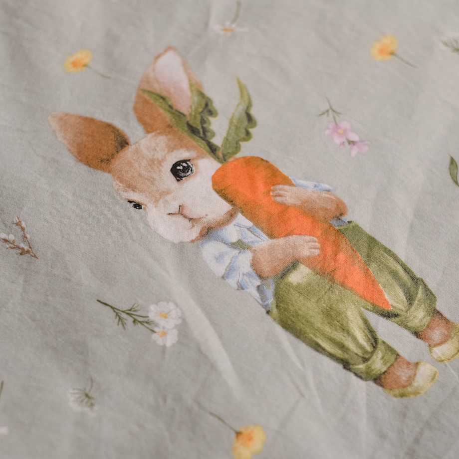 Pościel bawełniana z lamówką Emi 140x200 cm z motywem królika