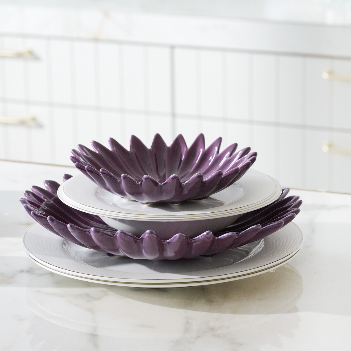 Miska Dhalia z motywem kwiatowym