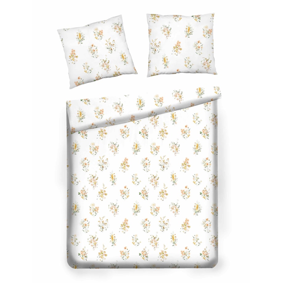 Pościel z bawełny satynowej Senita 160x200 cm z motywem roślinnym