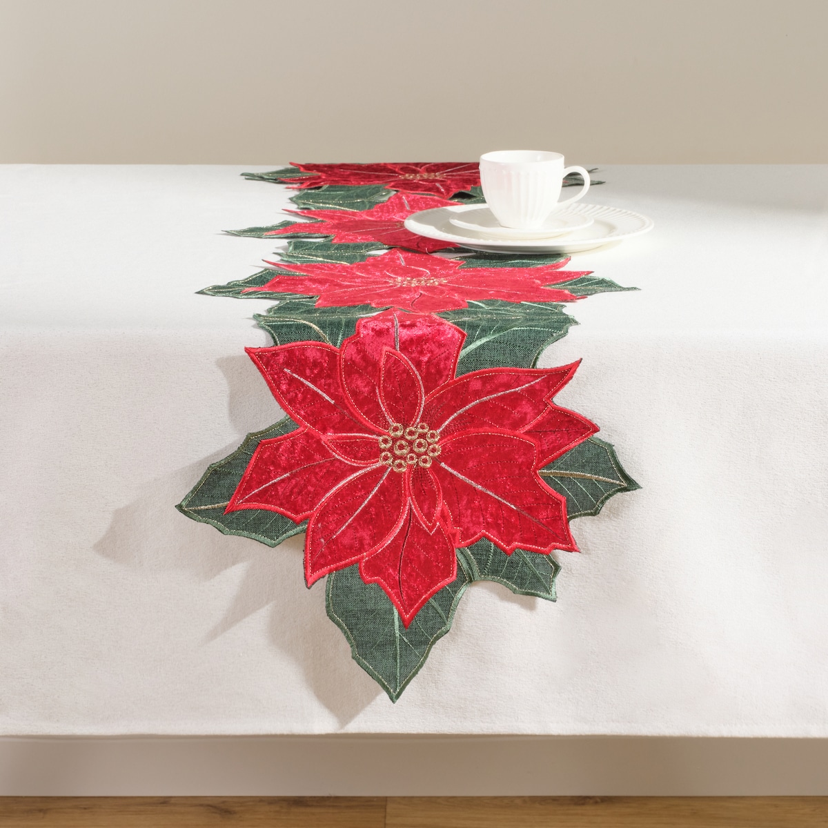 Bieżnik Haftowany Poinsettia xmas