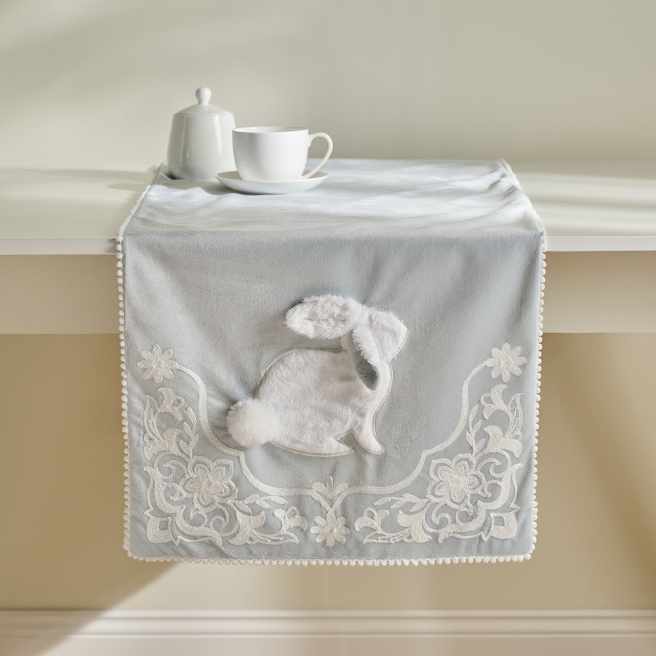 Bieżnik Haftowany Blando 45x180 cm z motywem królika