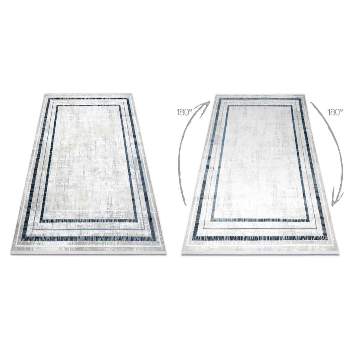 Dywan DUKE 51523 krem / niebieski - Ramka, 160x220 cm