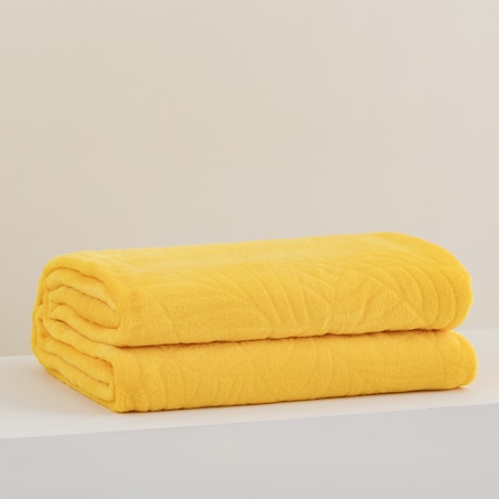 Jednokolorowy koc z wytłoczonym wzorem Leafline 150x200 cm