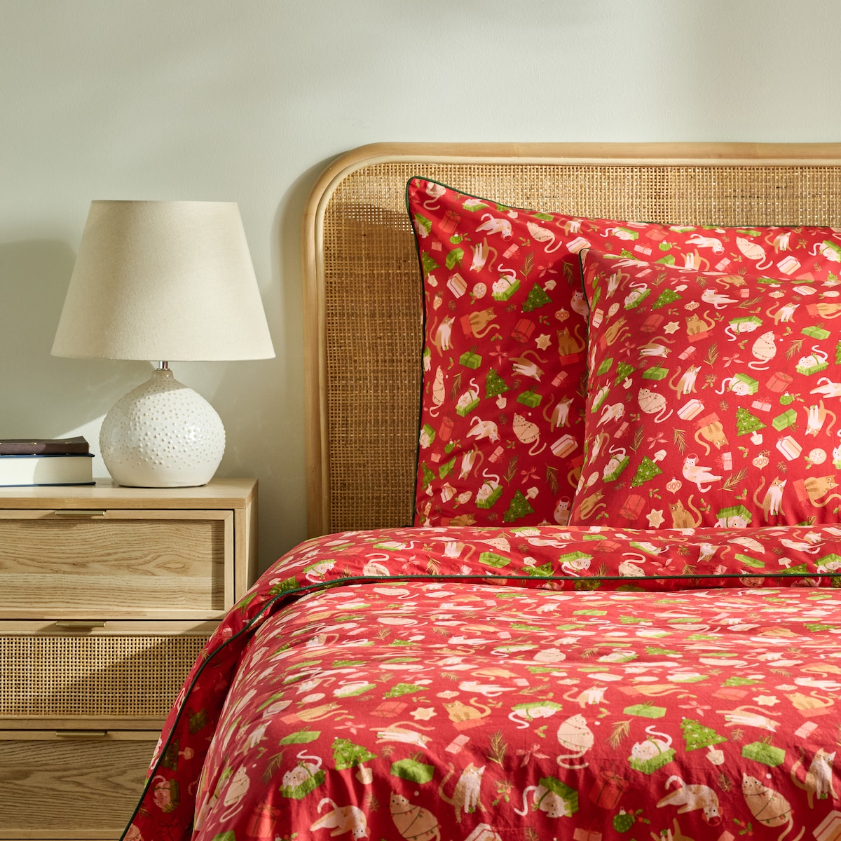 Pościel bawełniana z lamówką Miaoumas