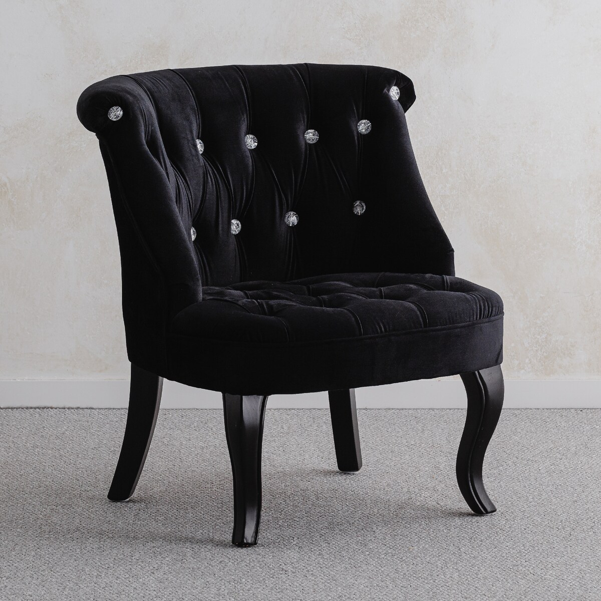 Welurowe krzesło w stylu glamour wykończone cyrkoniami brittani