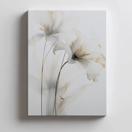 Białe Lilie ze Złotym Blaskiem, 50x70 cm, bez ramy, płótno premium na blejtramie