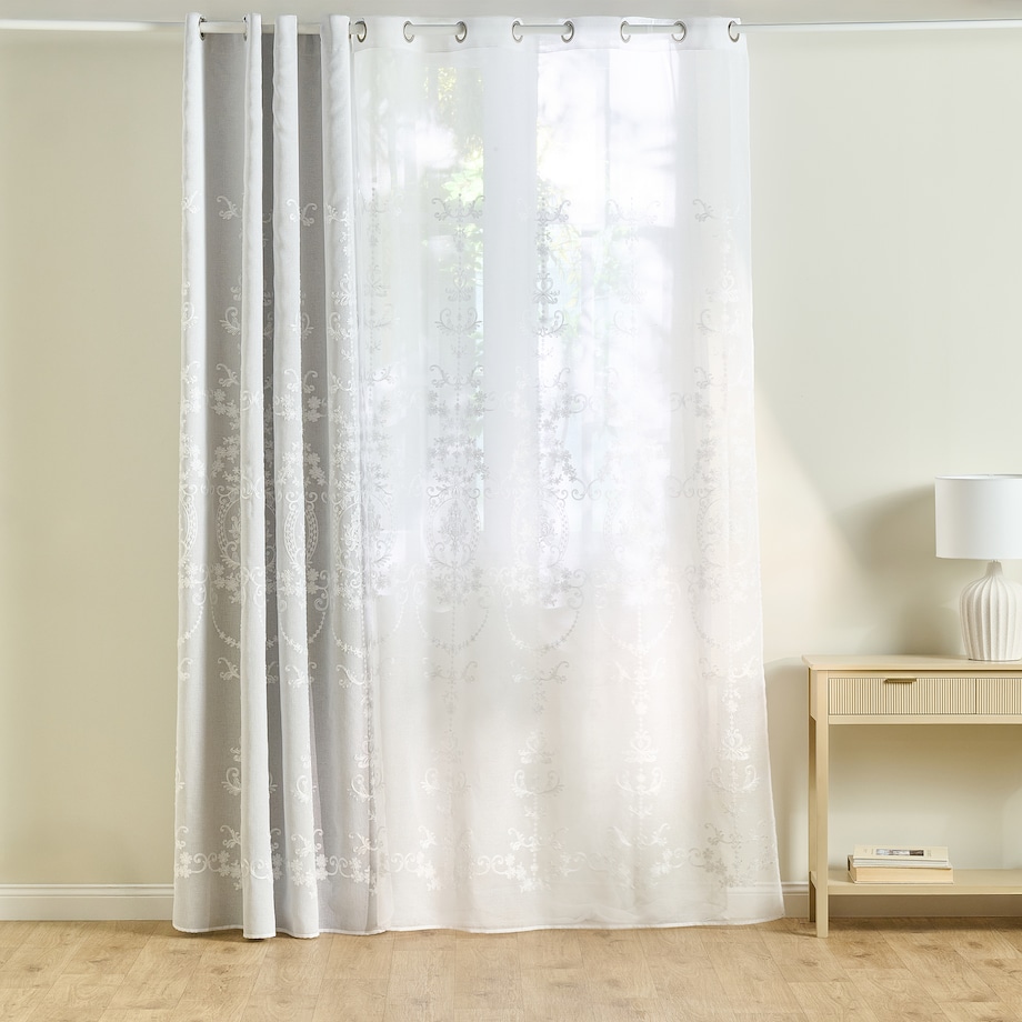 Firana haftowana Ariela 140x250 cm z motywem arabeski