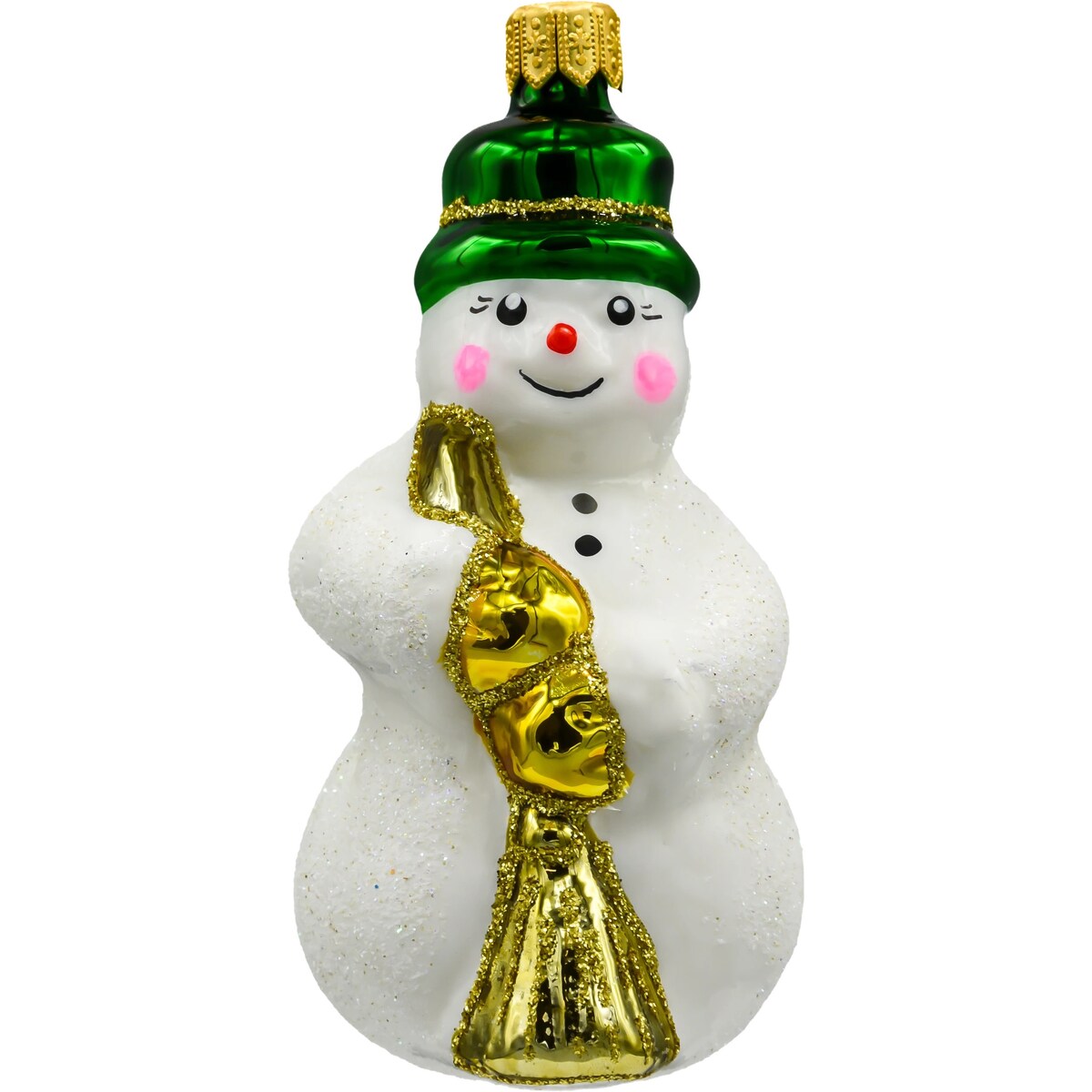 Bombka choinkowa: Bałwan w kapeluszu: zielony