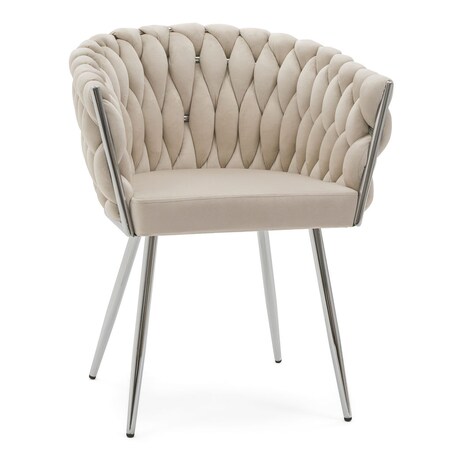 KRZESŁO WELUROWE DO KUCHNI KASZMIROWE SREBRNE NOGI ROSA CHROME PLECIONE