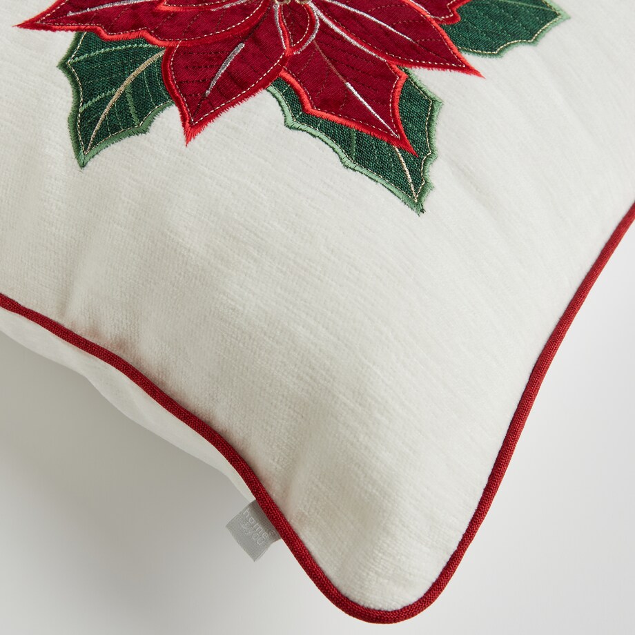 Poszewka dekoracyjna Poinsettia 45x45 cm z motywem gwiazdy betlejemskiej
