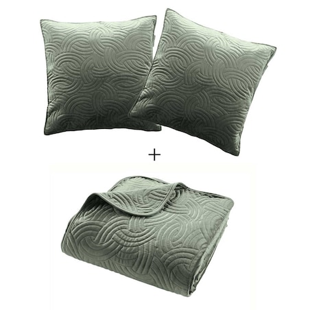 Welwetowy komplet pościeli SOLANGE, narzuta + 2 poszewki na poduszki