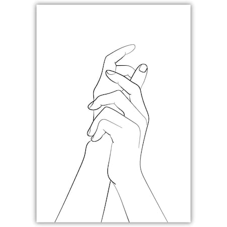 plakat line art dłonie 30x40 cm