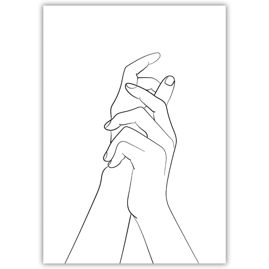 plakat line art dłonie 30x40 cm