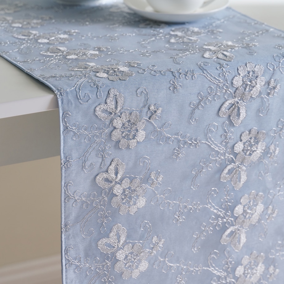 Bieżnik Haftowany Raheen 35x180 cm z motywem kwiatowym