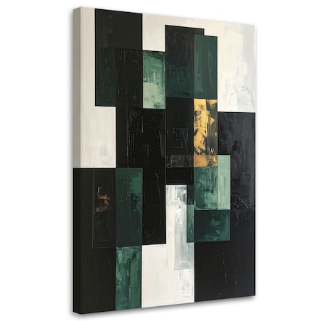 Obraz do salonu sypialni biura kuchni, Abstrakcja kształty zielony szary