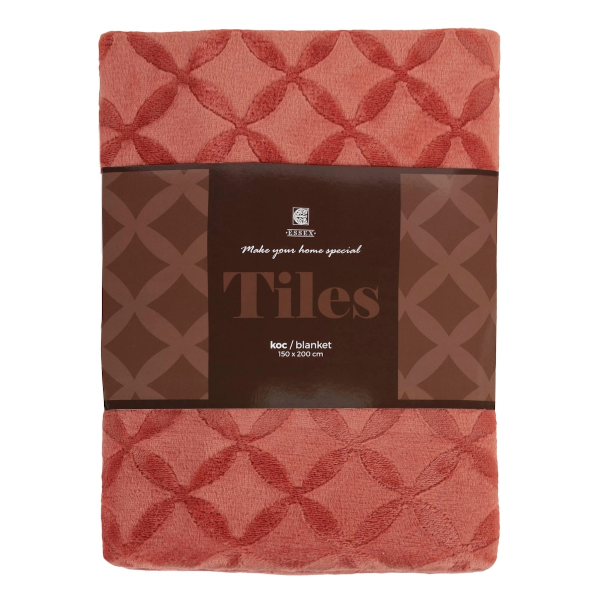 Jednokolorowy koc z wytłoczonym wzorem Tiles 150x200 cm