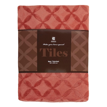 Jednokolorowy koc z wytłoczonym wzorem Tiles 150x200 cm