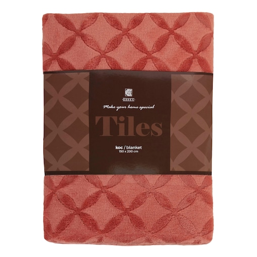Jednokolorowy koc z wytłoczonym wzorem Tiles 150x200 cm