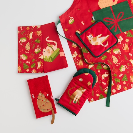 Fartuch Miaoumas 70x85 cm z motywem choinki