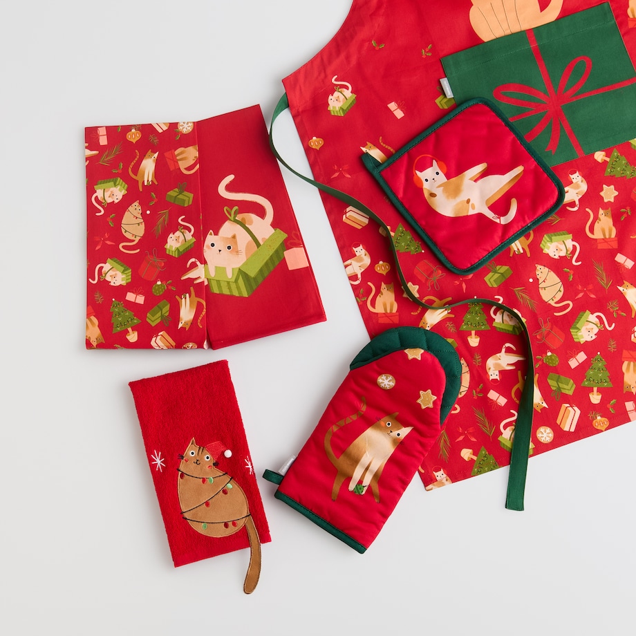 Fartuch Miaoumas 70x85 cm z motywem choinki