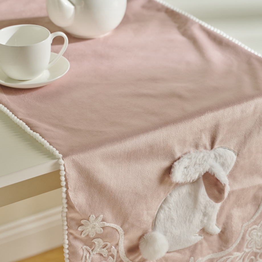 Bieżnik Haftowany Blando 45x180 cm z motywem królika