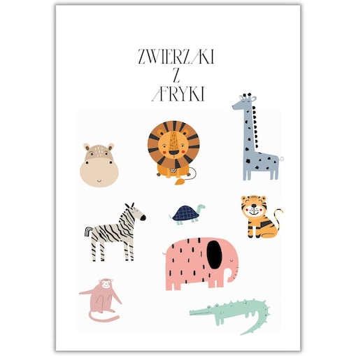 plakat zwierzaki z afryki 30x40 cm