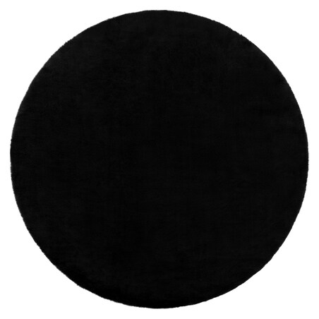 Dywan BUNNY koło czarny IMITACJA FUTRA koło 140 cm
