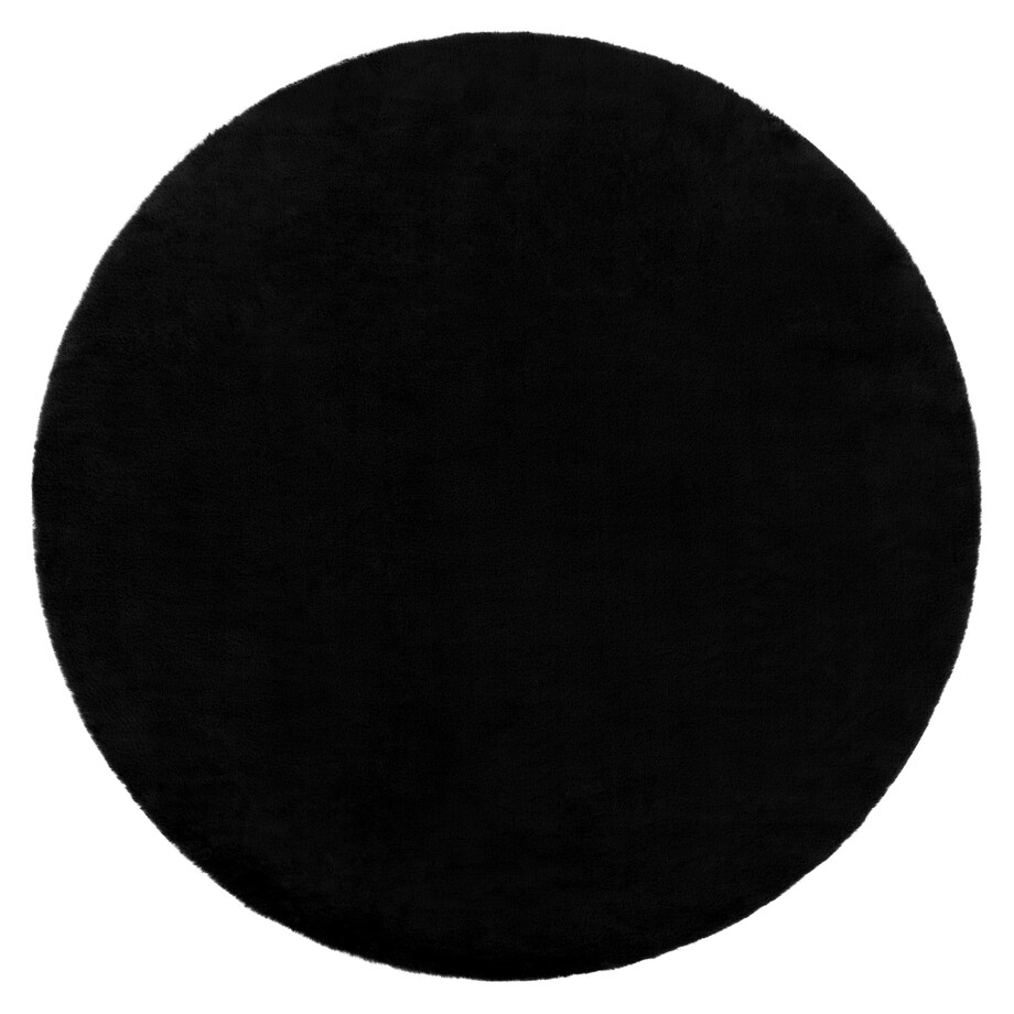 Dywan BUNNY koło czarny IMITACJA FUTRA koło 140 cm
