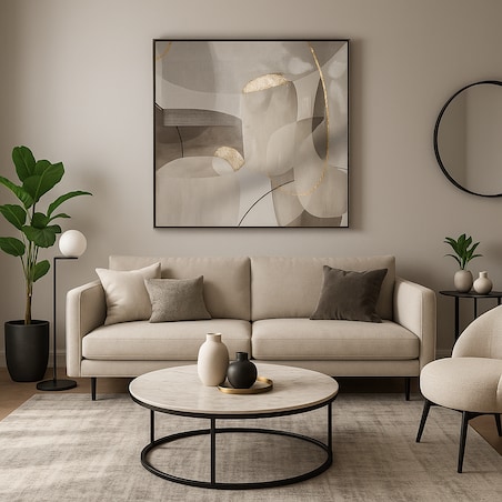 Ręcznie zdobiony obraz w ramie Lija z motywem geometrycznym