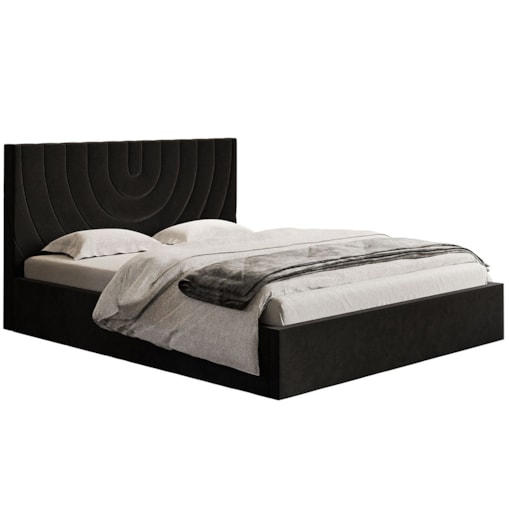 Łóżko do sypialni 180x200 OLDO 6 tapicerowane, dwuosobowe- czarne