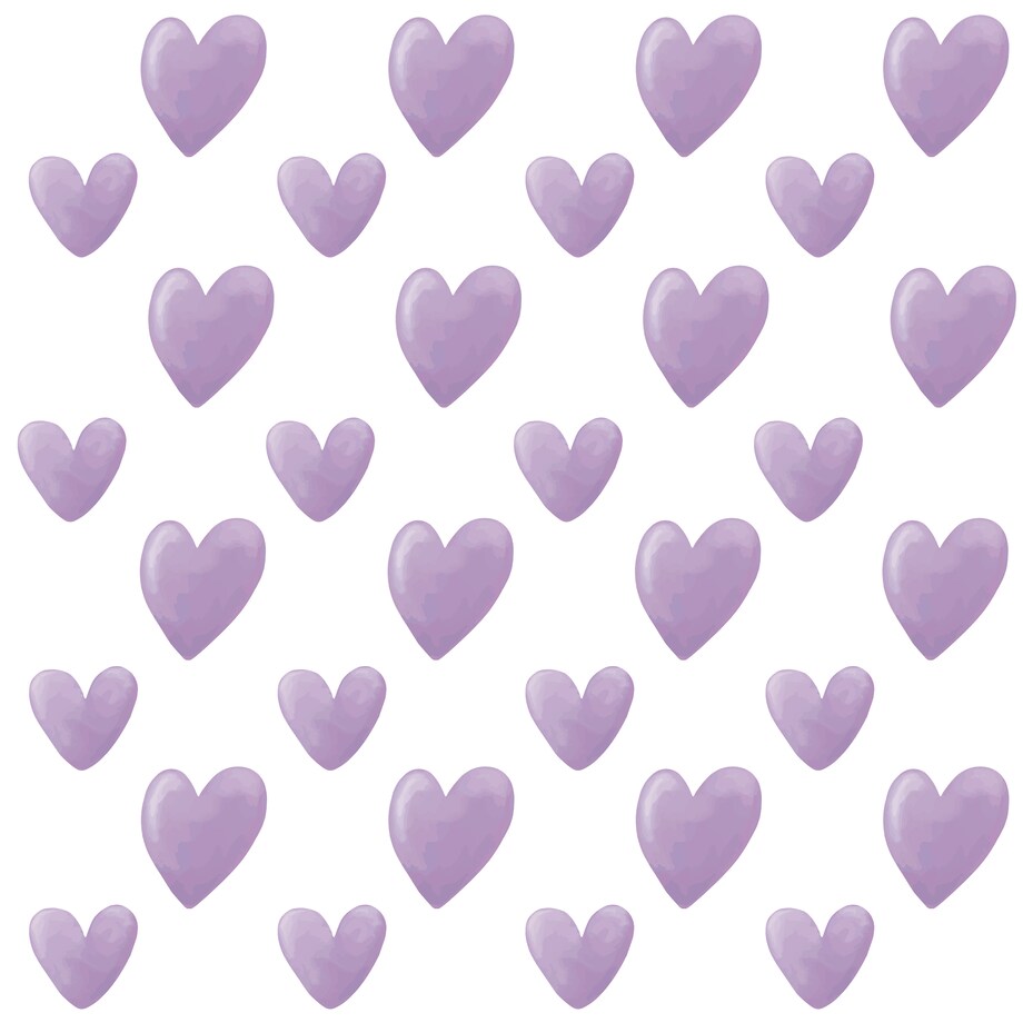 Naklejki Na Ścianę Dla Dzieci Fioletowe Serca SERDUSZKA ZESTAW