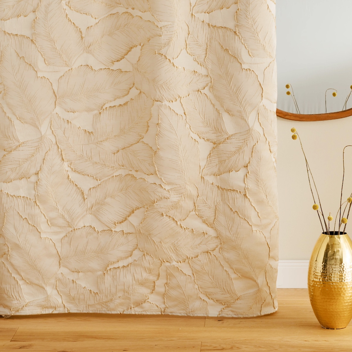 Zasłona Żakardowa Fernaso 140x250 cm z motywem liściastym