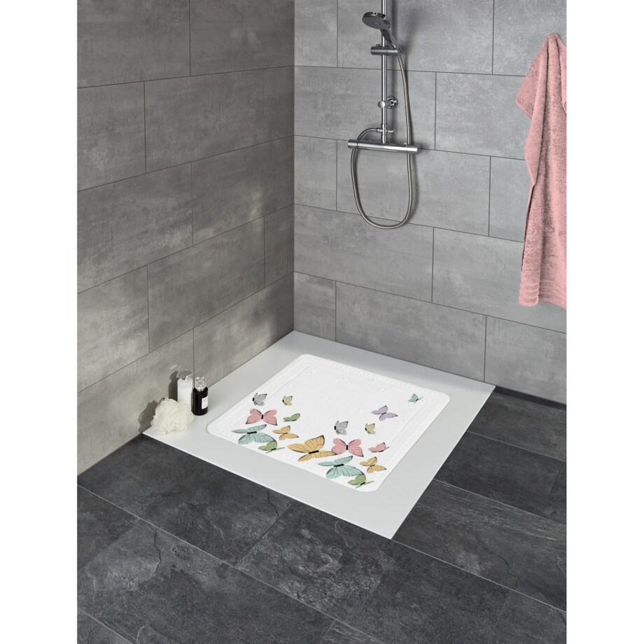 Kleine Wolke Butterflies Mata bezpieczeństwa pod prysznic biały motyle 55x 55 cm