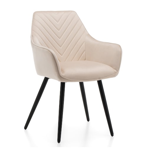 Krzesło tapicerowane welurowe do salonu jadalni VASTO beżowe