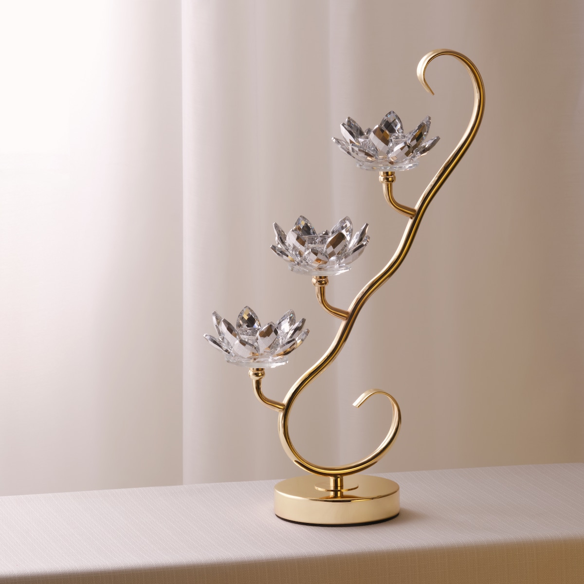 Świecznik potrójny Cristal shine tree z motywem kwiatowym