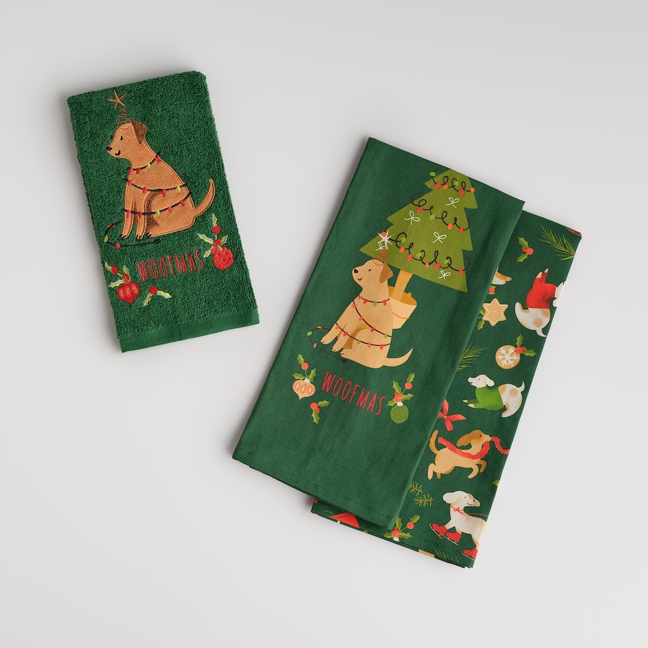 Komplet Ścierek Dogimas 45x65 cm z motywem choinki