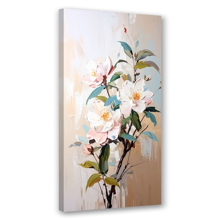 Feeby Obraz canvas do salonu kuchni, Białe Kwiaty Gałązki Liście efekt farby 40x80
